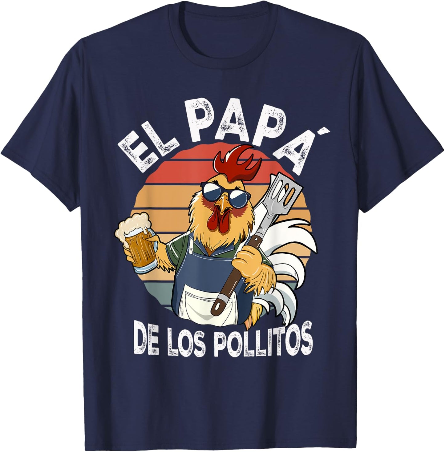 El Papa de lo pollitos funny Spanish Dia del Padre T-Shirt - T-Shirt | Navy