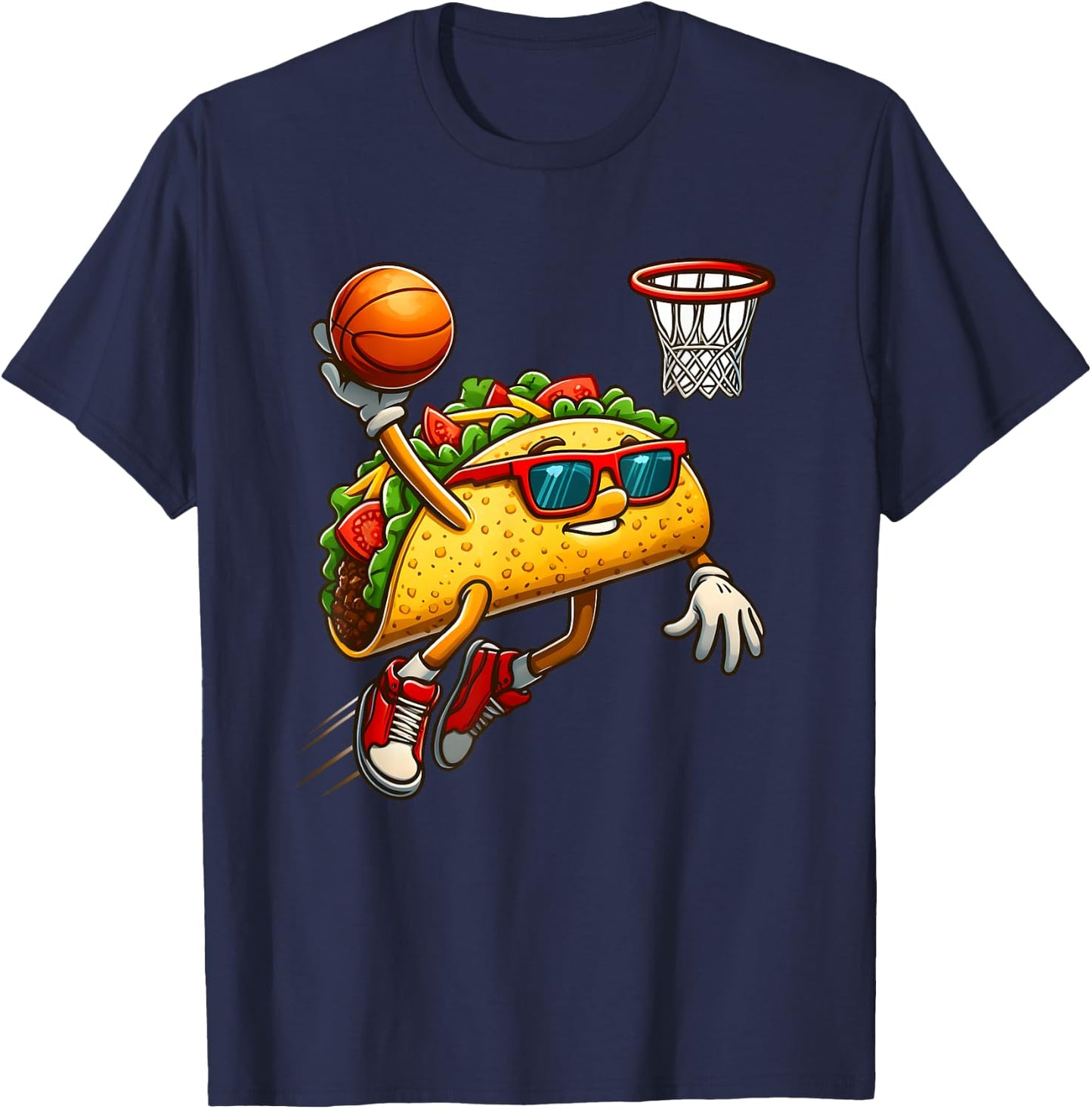 Slam Dunk Fiesta - Basketball Taco Fun T-Shirt - T-Shirt | Navy