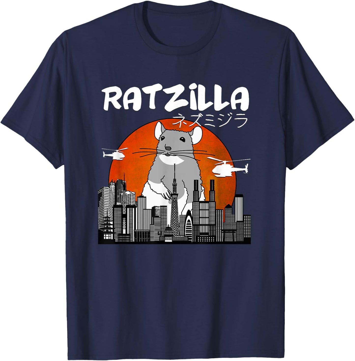 Funny Ratzilla, Japan Mouse T-Shirt - T-Shirt | Navy