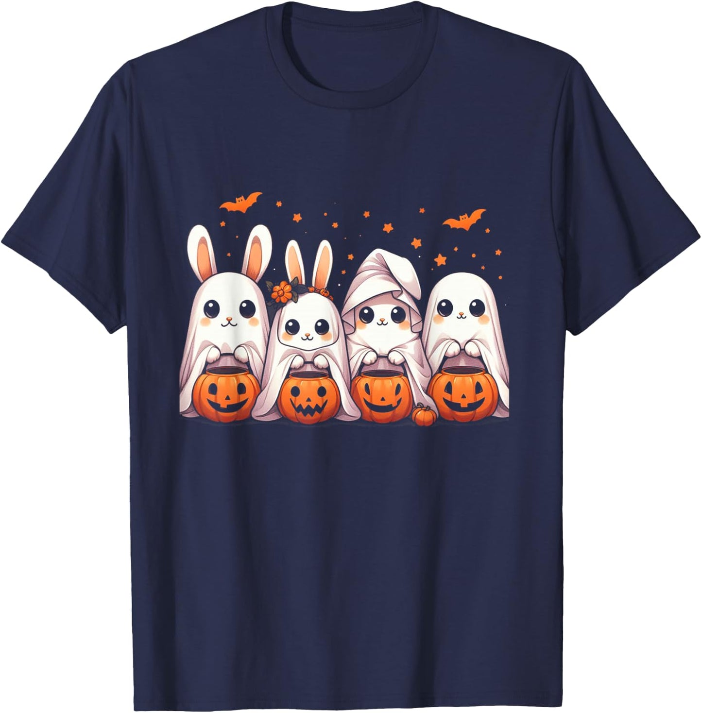 Cute Fall Ghost Bunny Rabbit Halloween Costume T-Shirt - T-Shirt | Navy