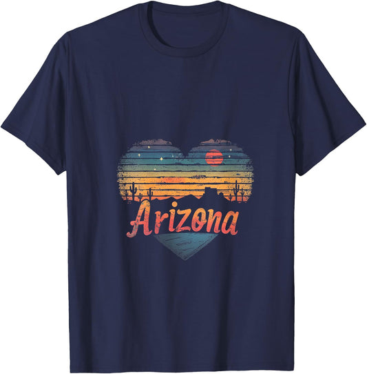 Arizona - Heart Vintage Love Women Kids Retro Graphic Cool V-Neck T-Shirt - T-Shirt | Navy