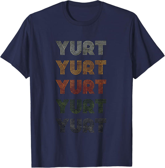 Love Heart Yurt Grunge Vintage Style Black Yurt T-Shirt - T-Shirt | Navy