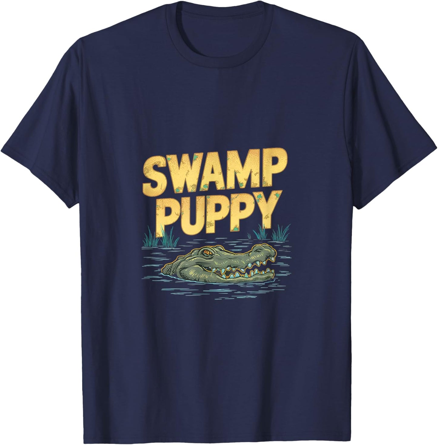Quirky Swamp-Themed Alligator Everglades Swamp Puppies T-Shirt - T-Shirt | Navy