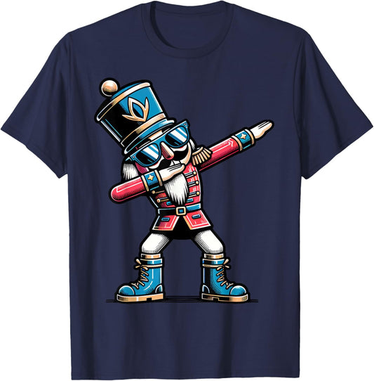 Christmas Nutcracker Dabbing Boys Santa Xmas Funny T-Shirt - T-Shirt | Navy