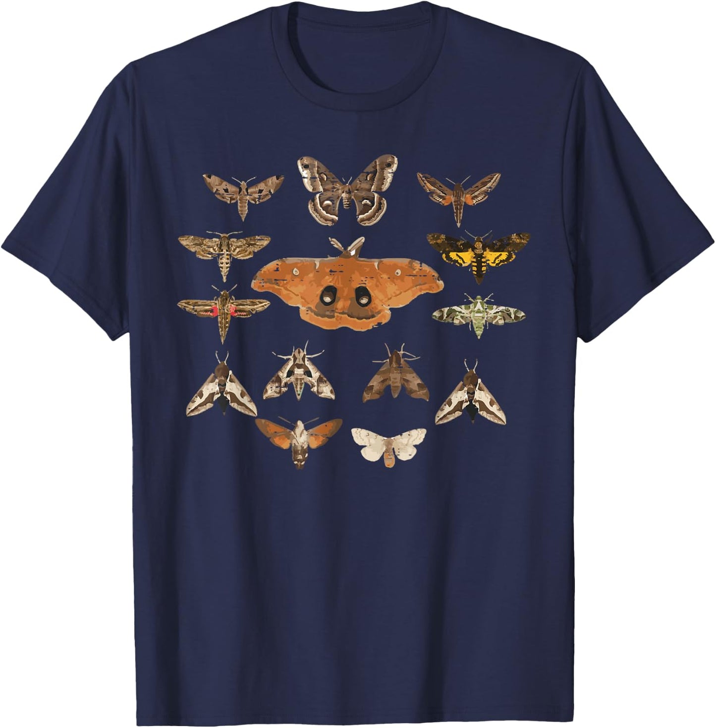 Moth Kinds Retro Lepidoptera Insect Entomology Men Women Kid T-Shirt - T-Shirt | Navy