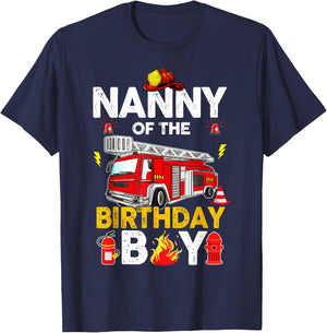 Nanny Of The Birthday Boy Fire Truck Firefighter Party T-Shirt - T-Shirt | Navy