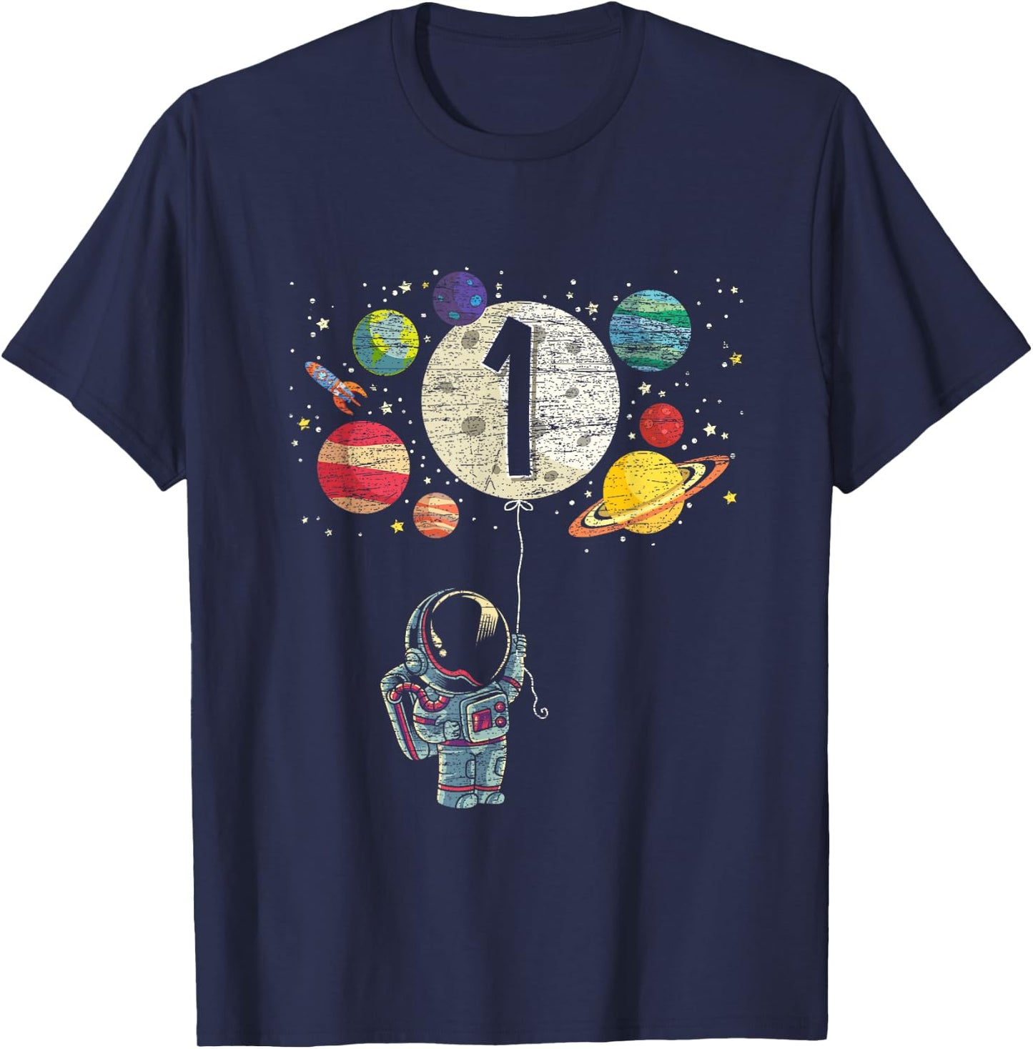 1 Years Old Birthday Boy Gifts Astronaut 1st Birthday T-Shirt - T-Shirt | Navy