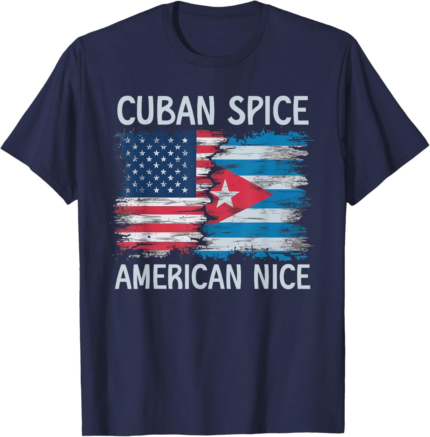 Half Cuban Half American USA Flag Cuba America T-Shirt - T-Shirt | Navy