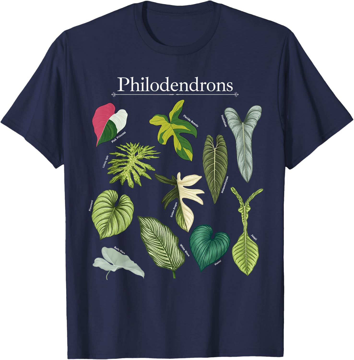 Philodendron Varieties Florida Beauty Joepii House Plants T-Shirt - T-Shirt | Navy