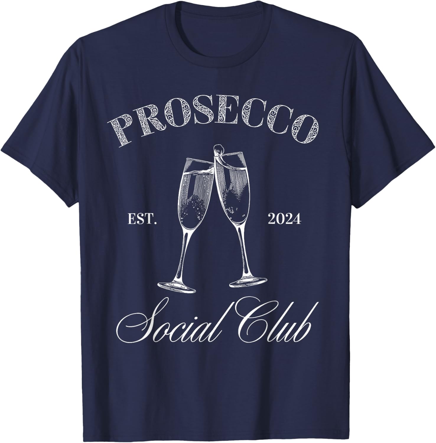 Prosecco Social Club Beach Brunch Bachelorette Top T-Shirt - T-Shirt | Navy