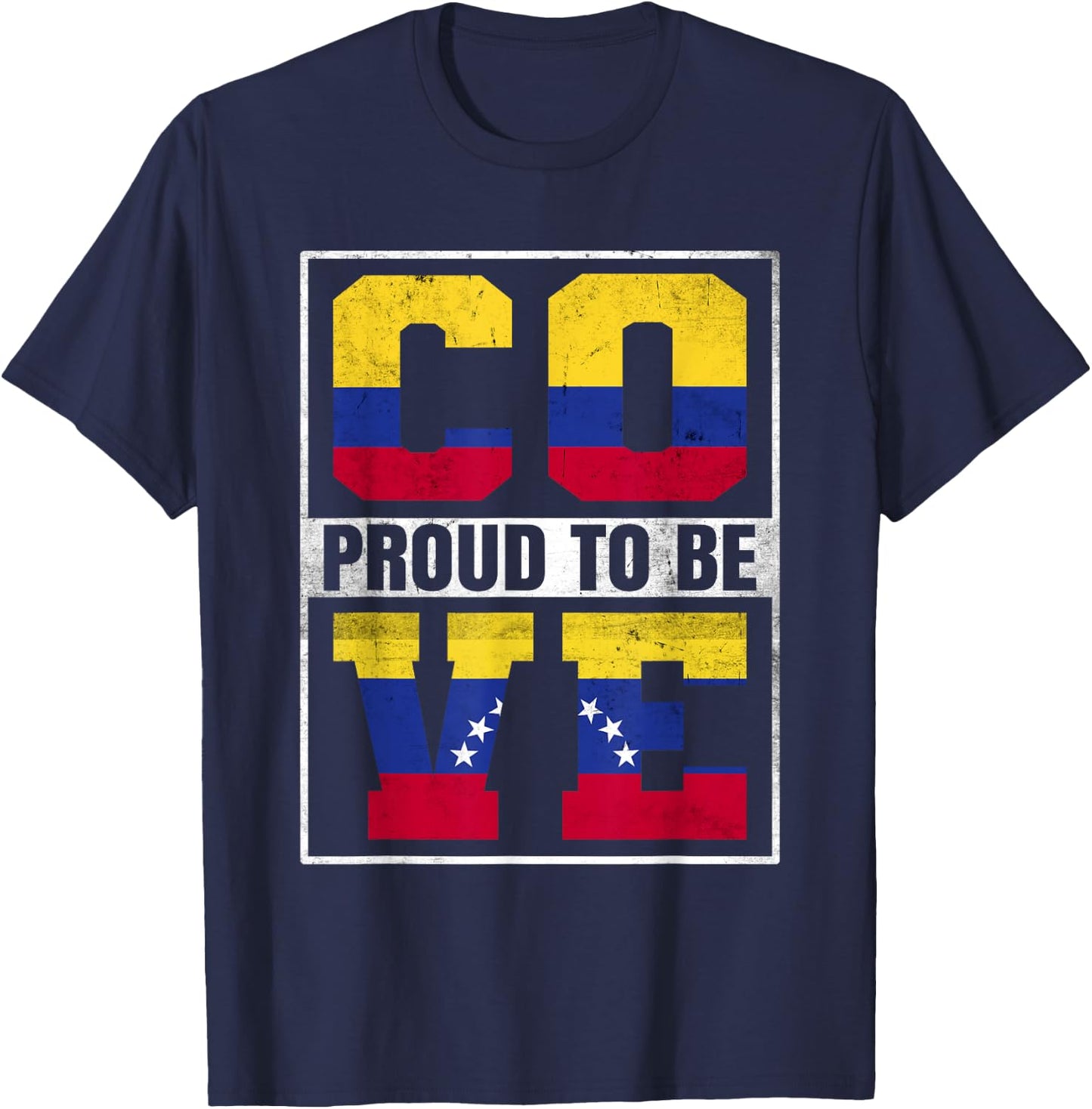 Proud Colombian Venezuelan Mix Colombia and Venezuela T-Shirt - T-Shirt | Navy