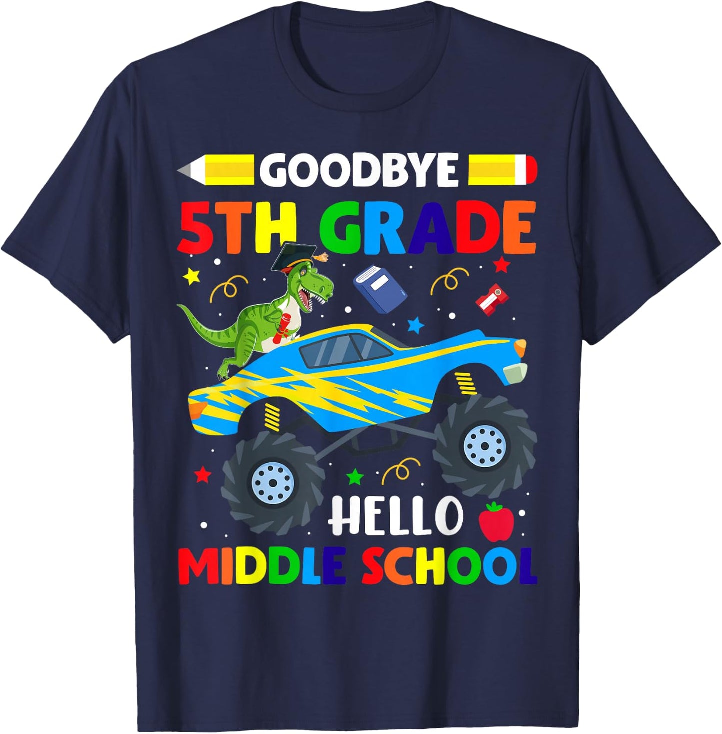 Goodbye 5th Grade Hello Middle School Graduation Class 2024 T-Shirt - T-Shirt | Navy