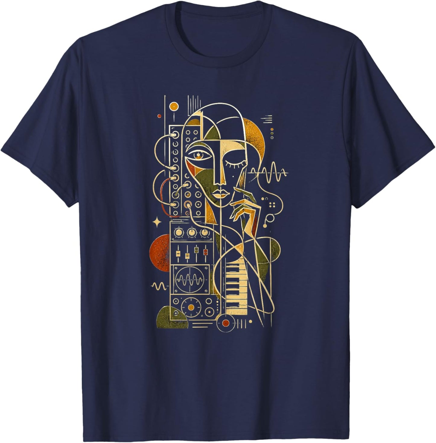 Analog Vintage Modular Synthesizer T-Shirt - T-Shirt | Navy