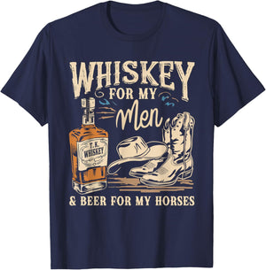 For My Men Beers Funny Western Boots Hat For My Horses T-Shirt - T-Shirt | Navy
