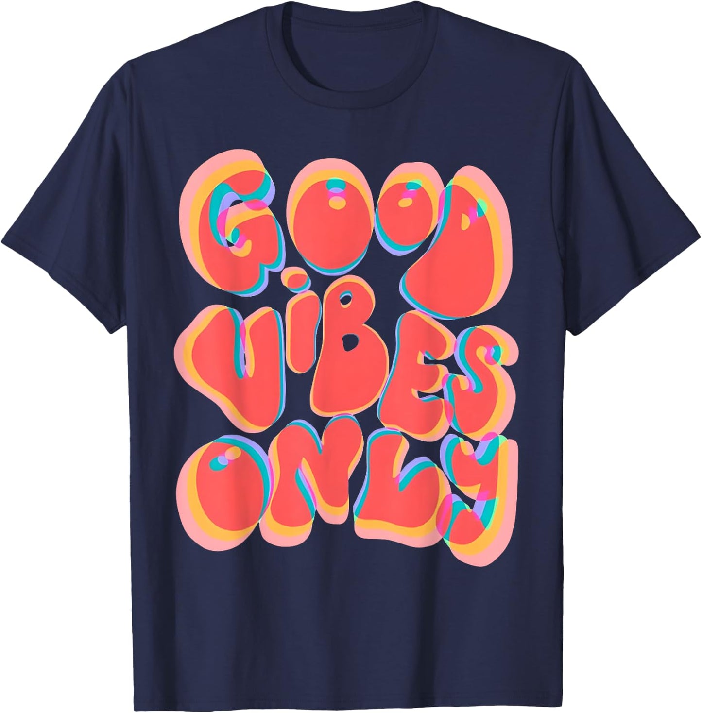 Good Vibes Only Trippy Vaporwave Techno Rave EDM Music Party T-Shirt - T-Shirt | Navy
