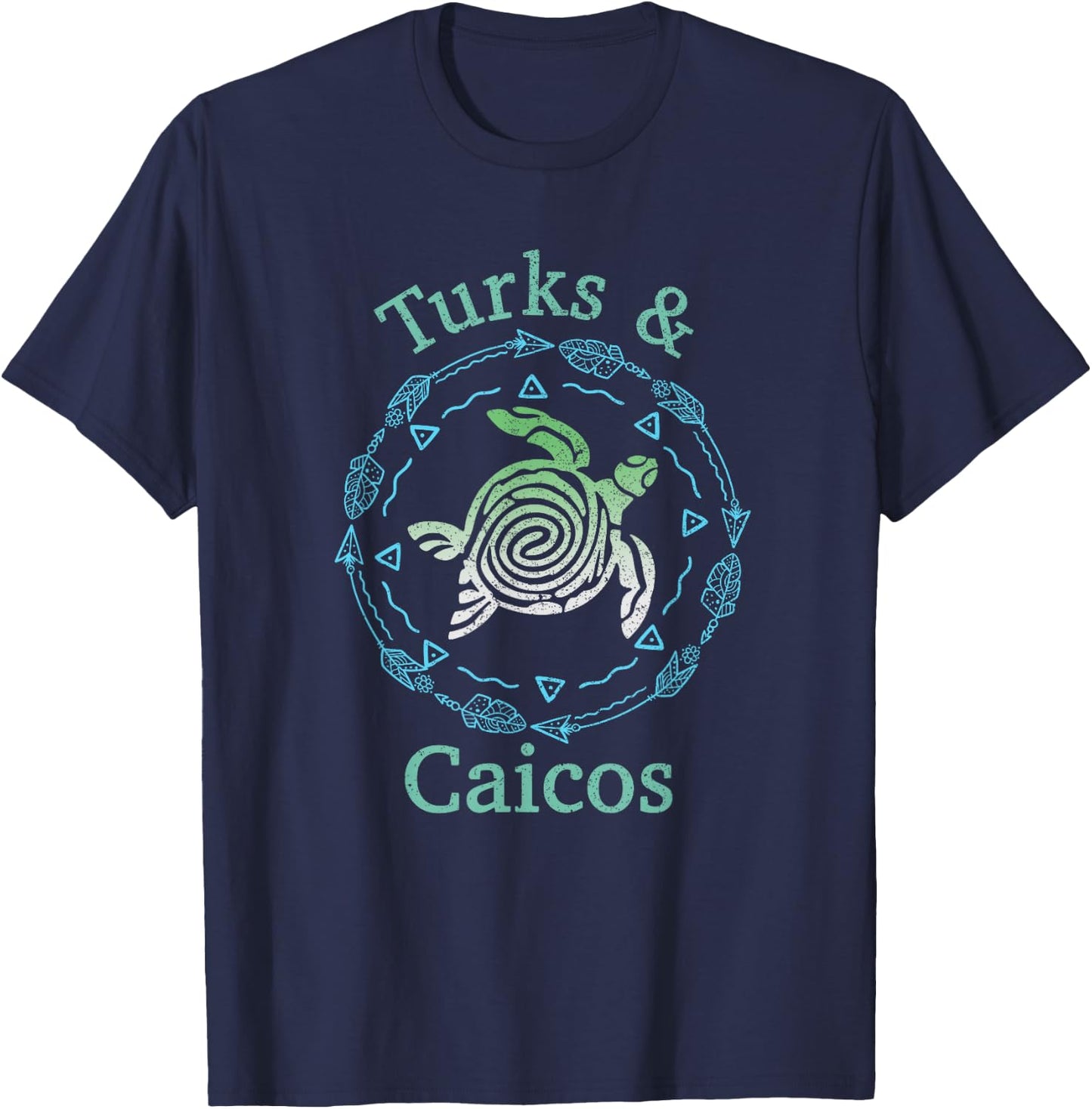 Turks And Caicos Shirt Vintage Tribal Turtle T-Shirt - T-Shirt | Navy