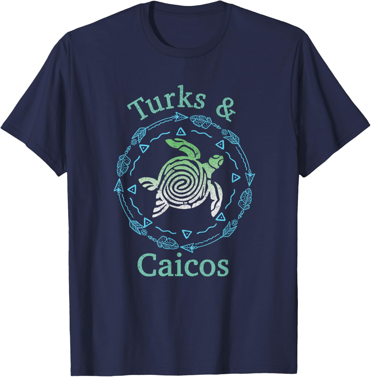 Turks And Caicos Shirt Vintage Tribal Turtle T-Shirt - T-Shirt | Navy