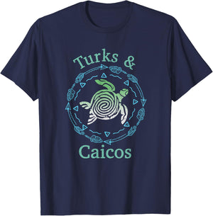 Turks And Caicos Shirt Vintage Tribal Turtle T-Shirt - T-Shirt | Navy
