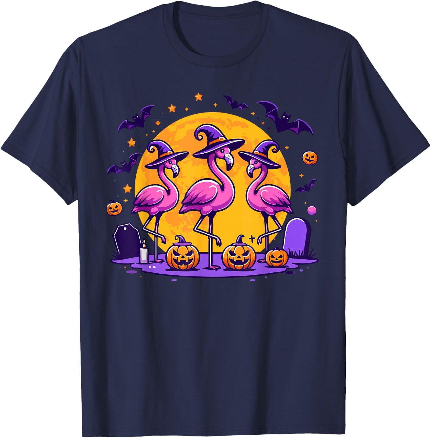 Happy Flamingoween Funny Flamingo Halloween Costume T-Shirt - T-Shirt | Navy