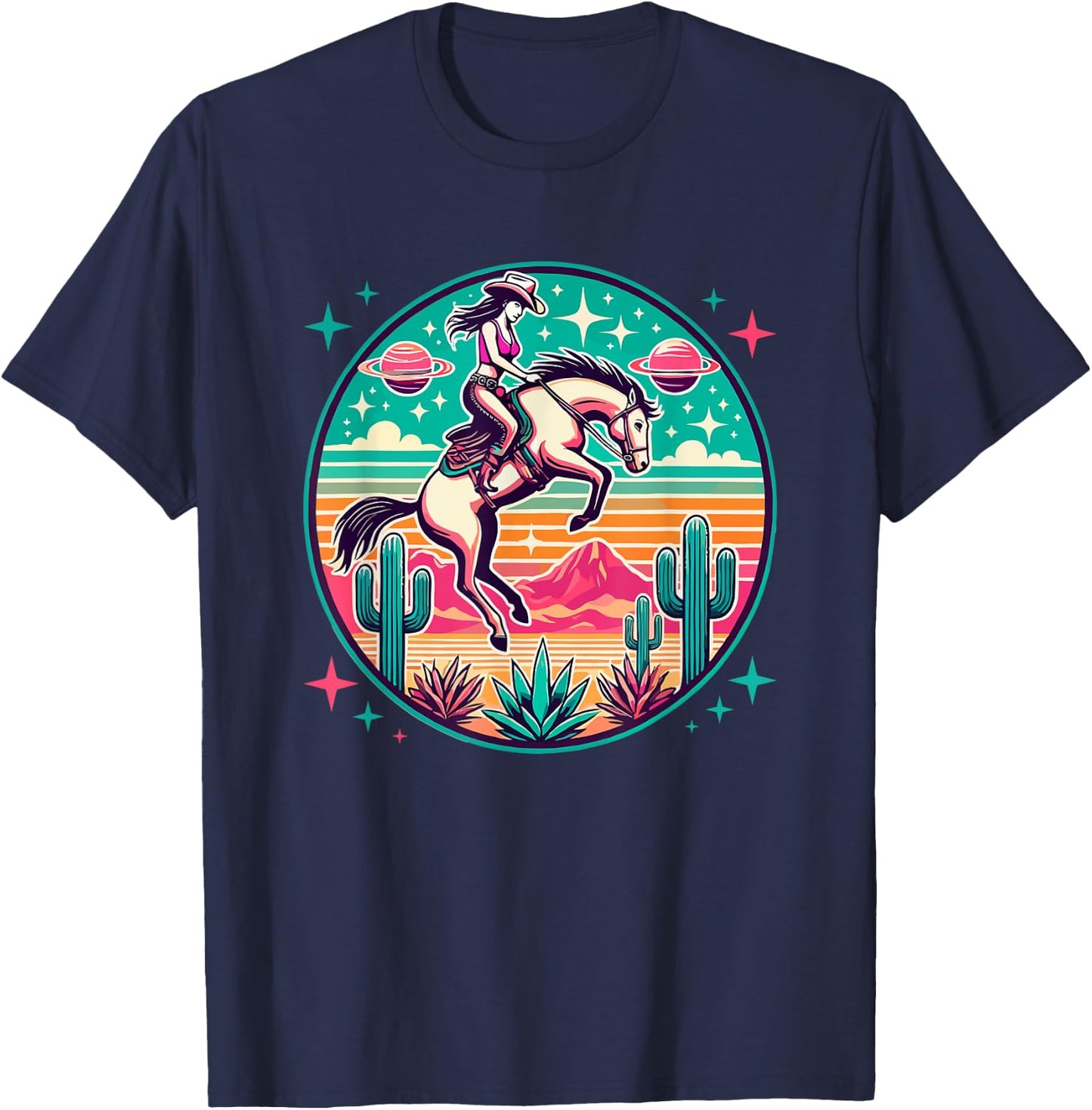 Space Cowgirl Outfit Cosmic Costume Galactic Western Riding T-Shirt - T-Shirt | Navy