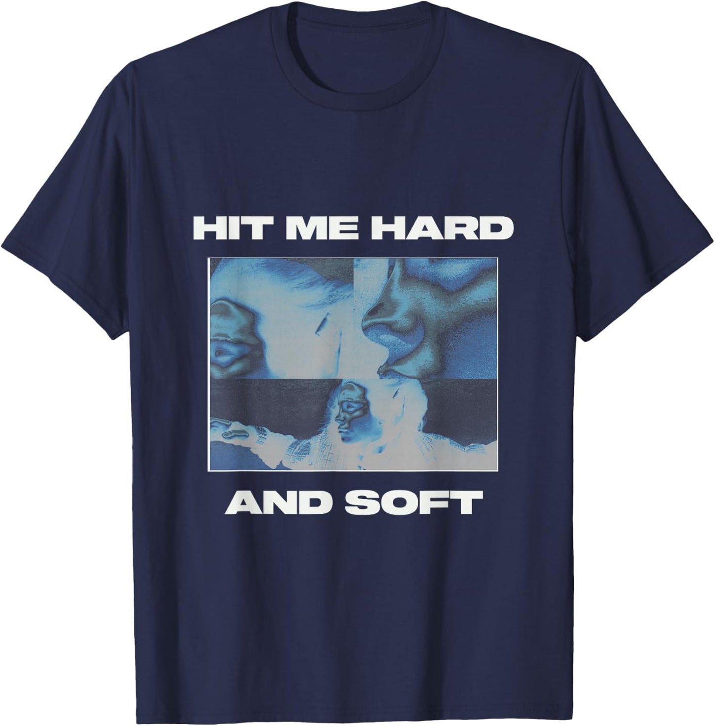 Official Billie Eilish HIT ME HARD AND SOFT Inverted Blue T-Shirt - T-Shirt | Navy
