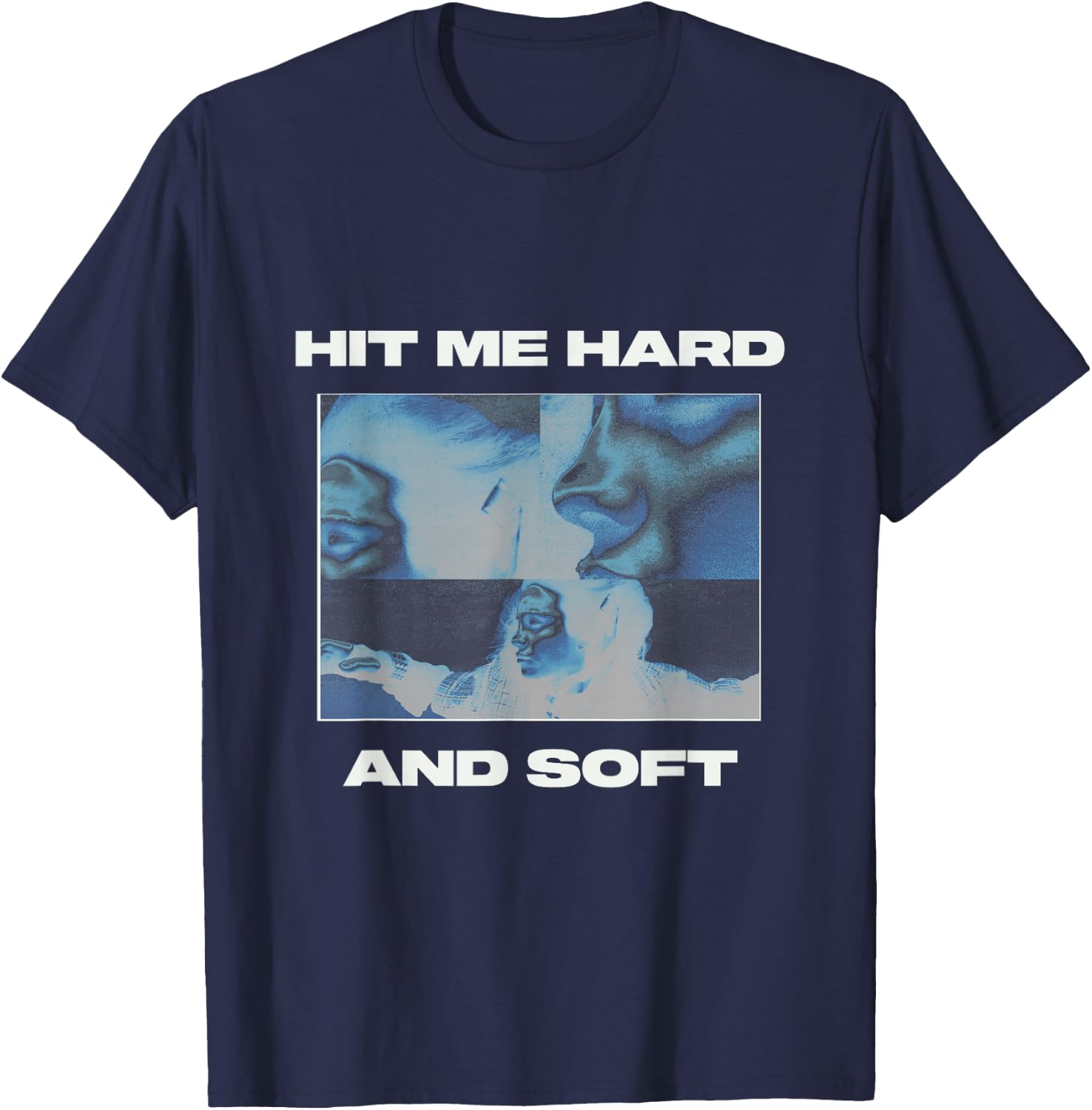 Official Billie Eilish HIT ME HARD AND SOFT Inverted Blue T-Shirt - T-Shirt | Navy