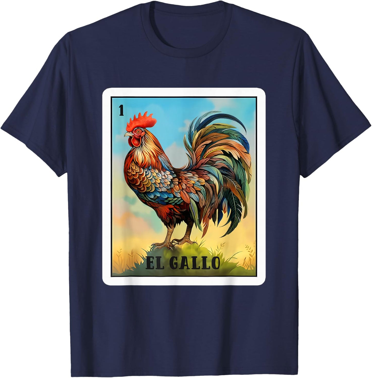 Mexican El Gallo Bingo Card Game Traditional Rooster Card T-Shirt - T-Shirt | Navy
