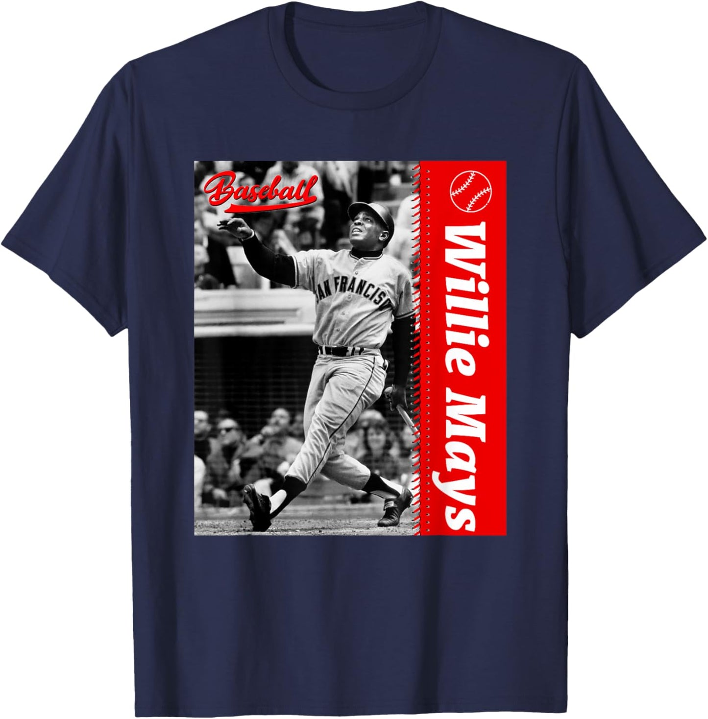 Willie Mays_Baseball_077 T-Shirt - T-Shirt | Navy