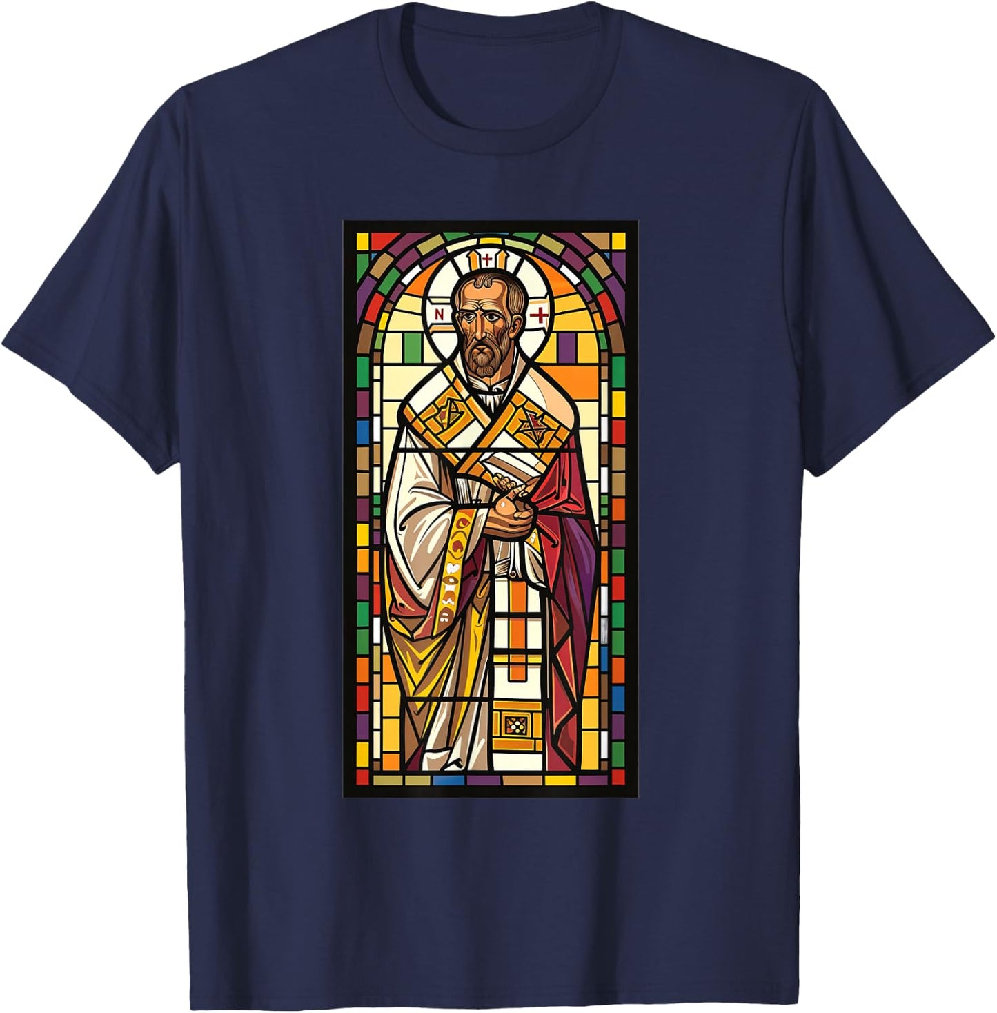 Gregory of Nyssa Stained Glass T-Shirt - T-Shirt | Navy