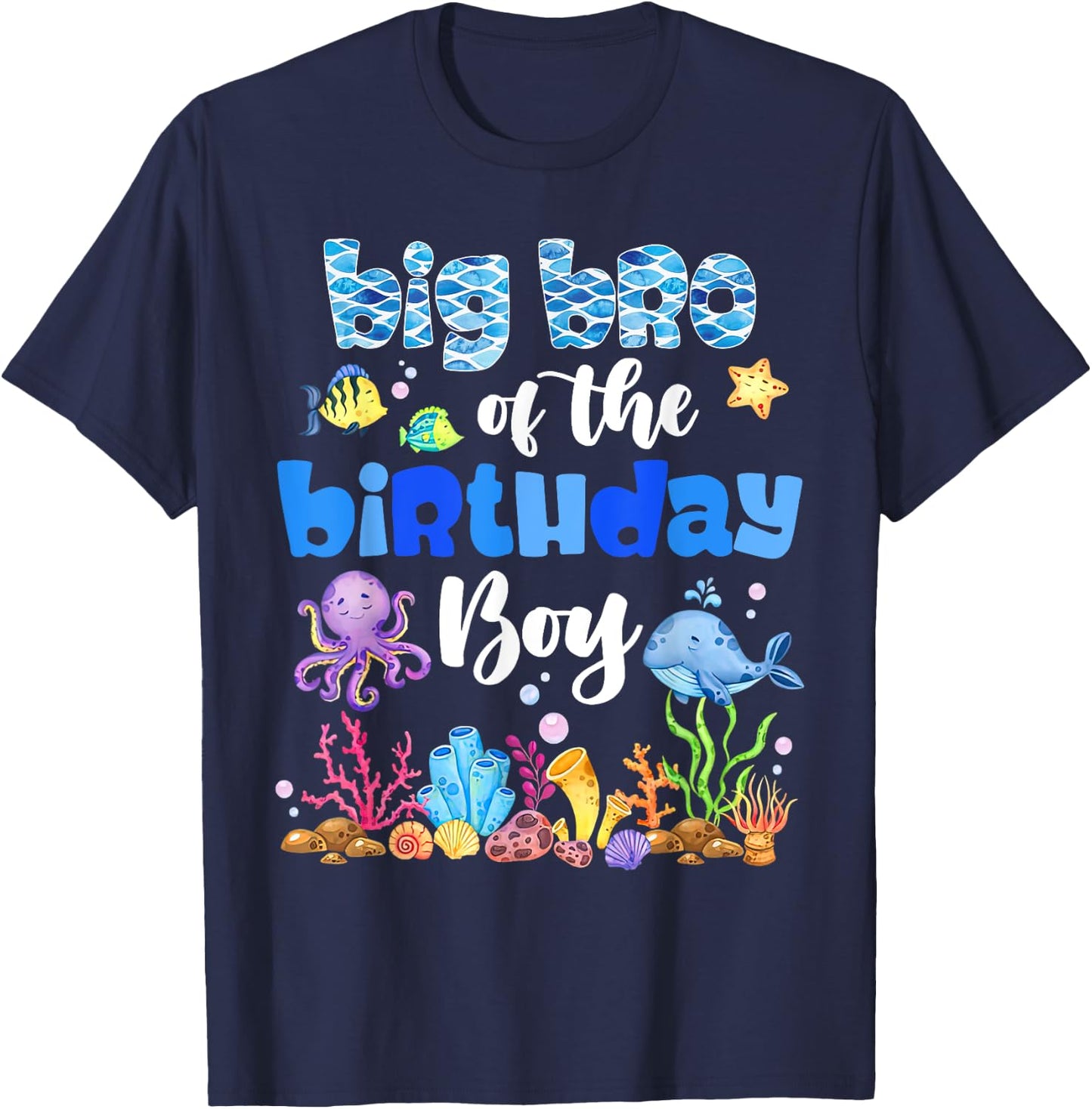 Big Brother Of The Birthday Boy Sea Fish Ocean Animals T-Shirt - T-Shirt | Navy