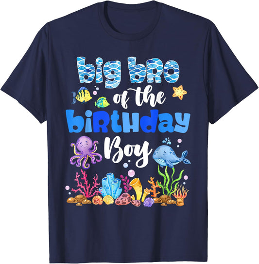 Big Brother Of The Birthday Boy Sea Fish Ocean Animals T-Shirt - T-Shirt | Navy
