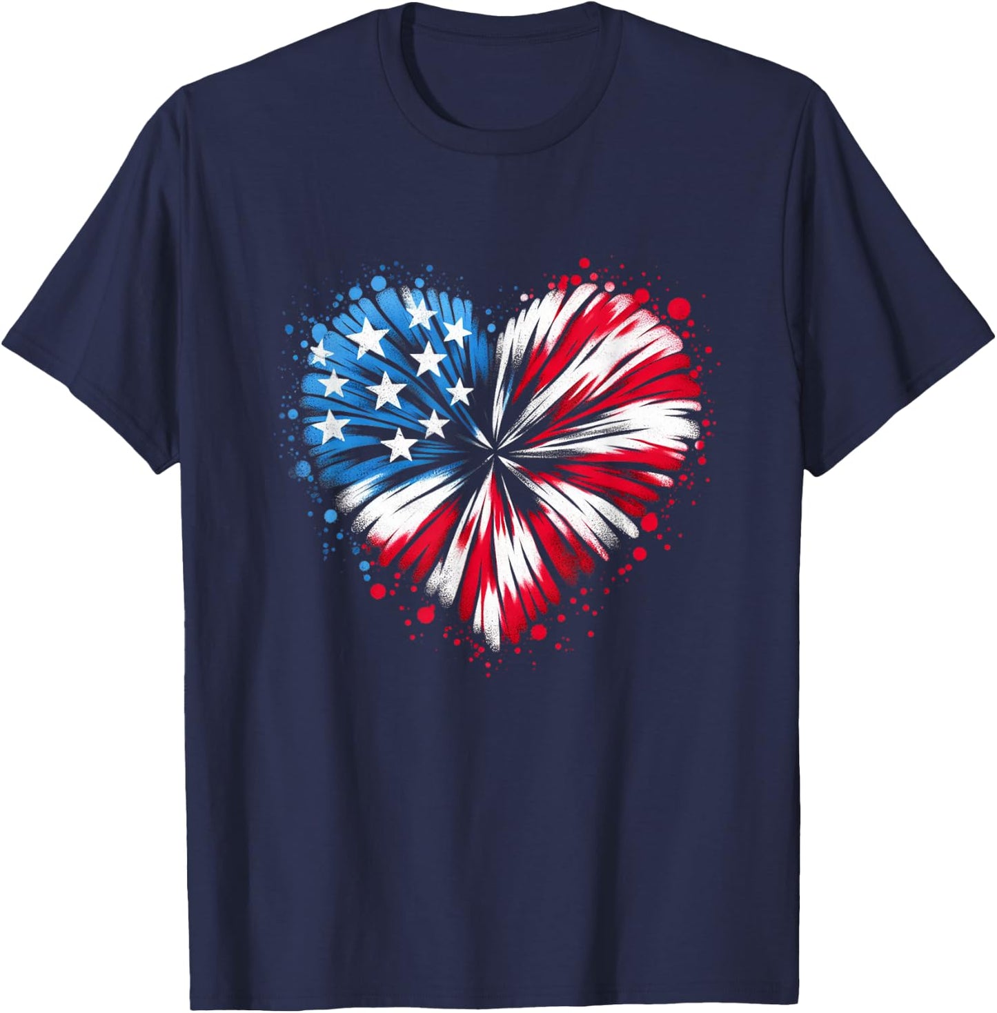 Tie dye Heart USA Flag Colors white, Red & Blue 4th Of July Women Kids Men T-Shirt - T-Shirt | Navy