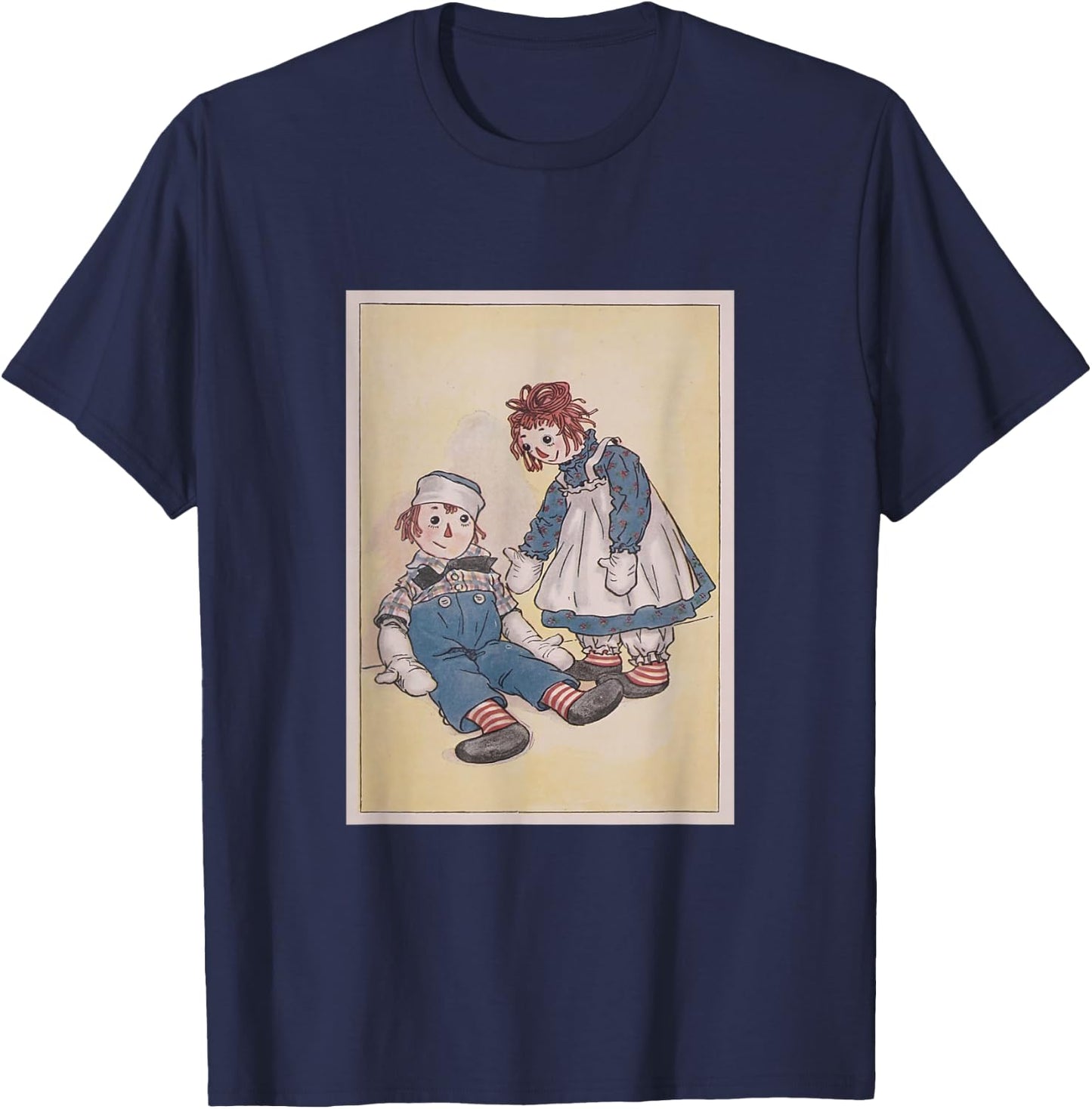 Children's Rag Doll Story Raggedy Ann & Andy (1920) , Small, Black T-Shirt - T-Shirt | Navy