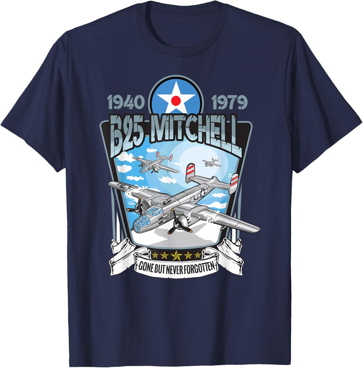 World War 2 American Aircraft WWII B-25 Mitchell Bomber T-Shirt - T-Shirt | Navy