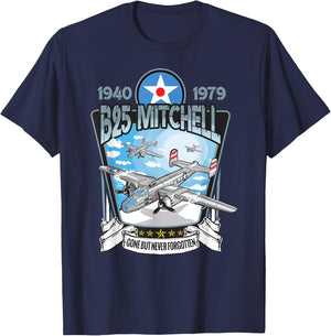 World War 2 American Aircraft WWII B-25 Mitchell Bomber T-Shirt - T-Shirt | Navy