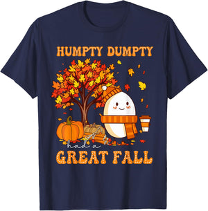 Humpty Dumpty Had A Great Fall Autumn Thanksgiving Thankful T-Shirt - T-Shirt | Navy