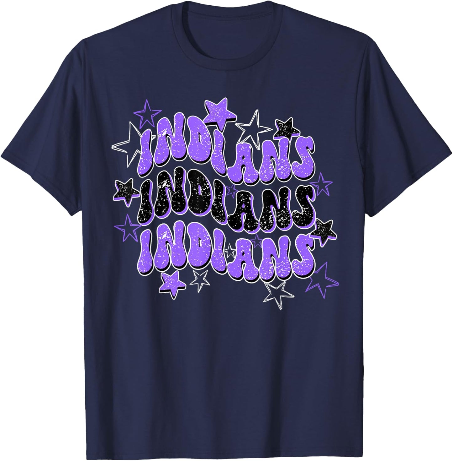 Purple Indians School Spirit Spirit Wear T-Shirt - T-Shirt | Navy
