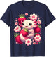 Cute Axolotl Kawaii Anime Axolotl Strawberry T-Shirt - T-Shirt | Navy