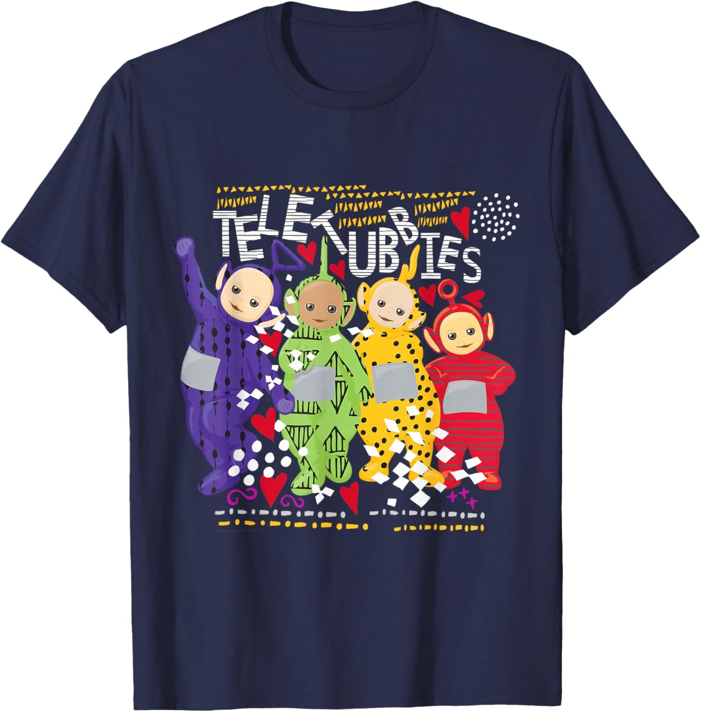 Teletubbies Adult T Shirt - Pattern Overload 3 T-Shirt - T-Shirt | Navy