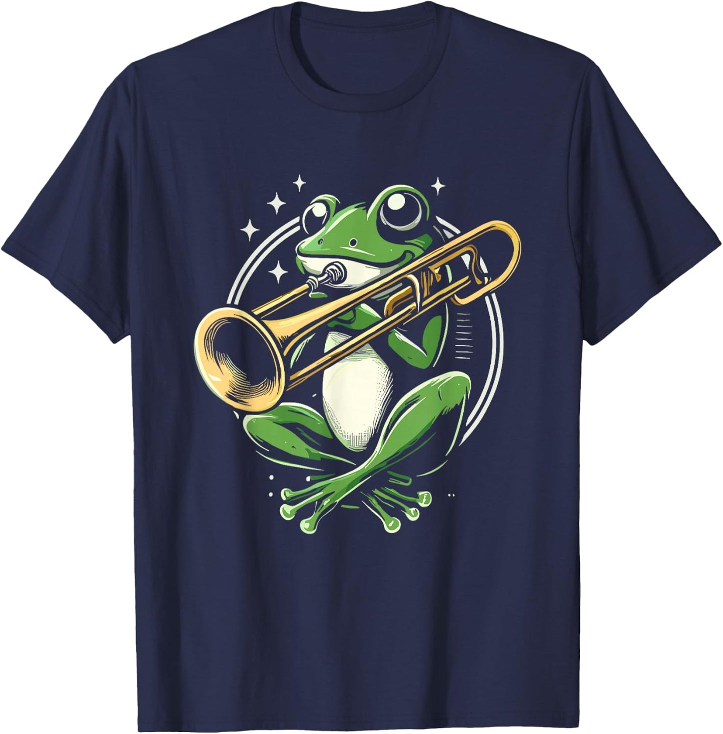 Frog Trombone Player T-Shirt - T-Shirt | Navy