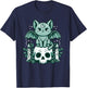 Kawaii Pastel Goth Cute Creepy Cat Bat Skeleton T-Shirt - T-Shirt | Navy