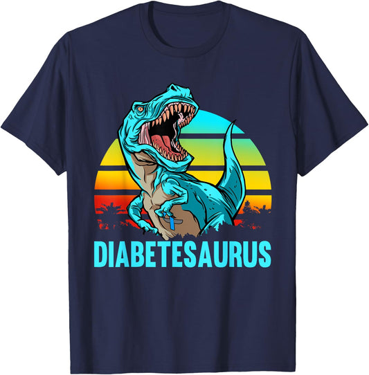 Diabetesaurus T-Rex Dinosaur Diabetic Diabetes Awareness T-Shirt - T-Shirt | Navy