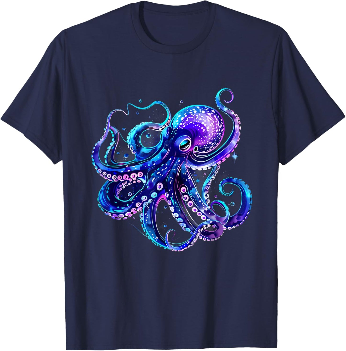 Octopus Artwork Sea Ocean Animal Lover Motif Sea Creature T-Shirt - T-Shirt | Navy