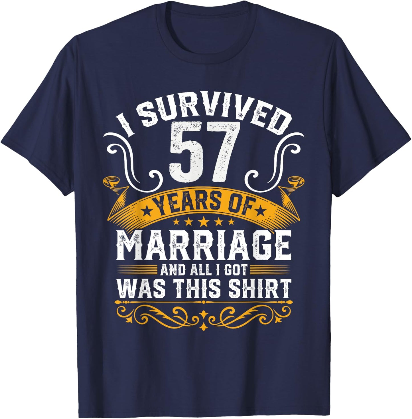 57th Wedding Anniversary shirt Couples Husband Wife 57 Years T-Shirt - T-Shirt | Navy