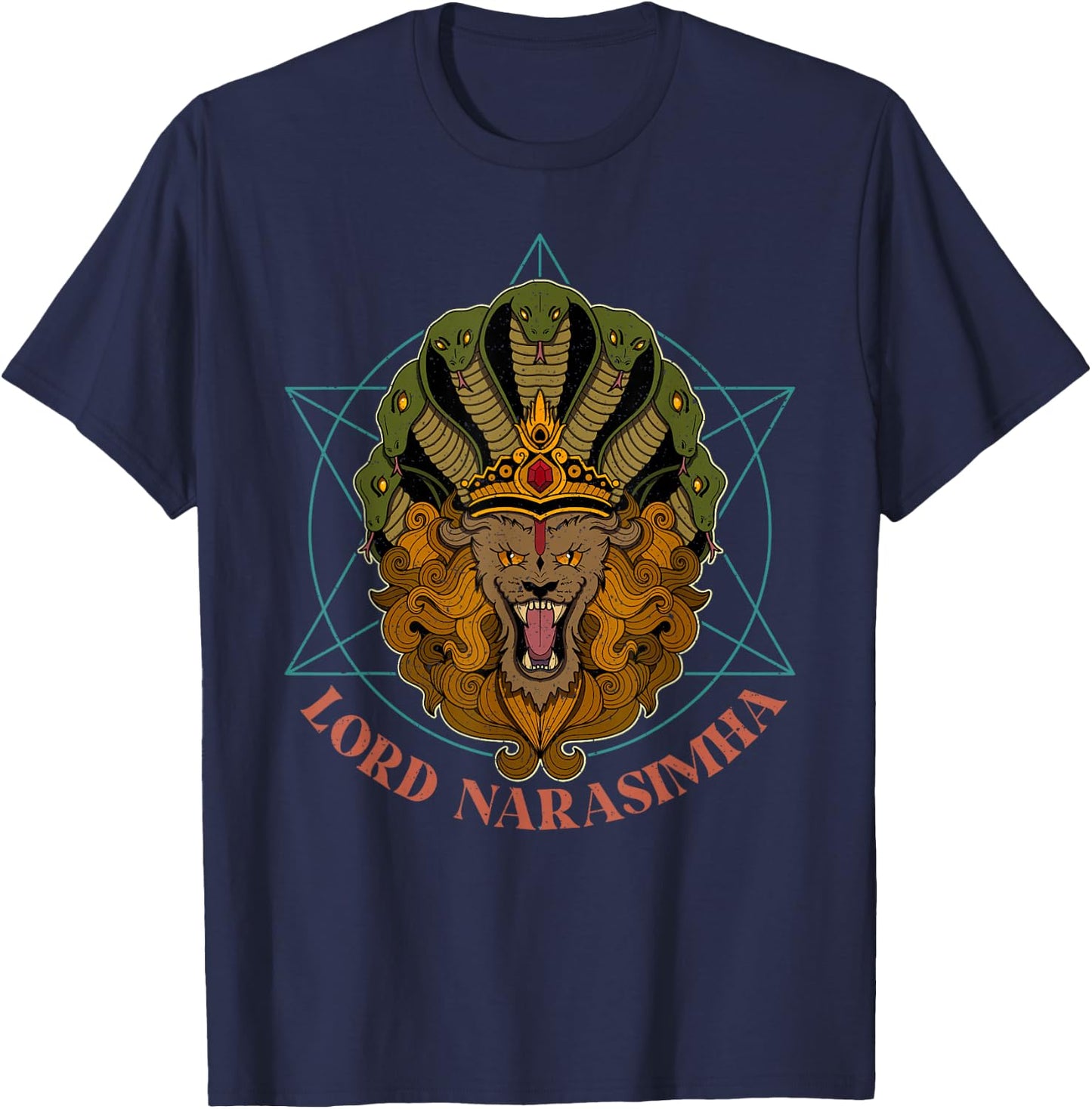 Hindu festival spiritual meditation lion Krishna Narasimha T-Shirt - T-Shirt | Navy