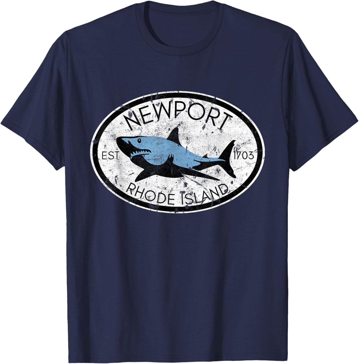 Newport Rhode Island Fishing Shark Fish Beach Vintage Women Kids T-Shirt - T-Shirt | Navy