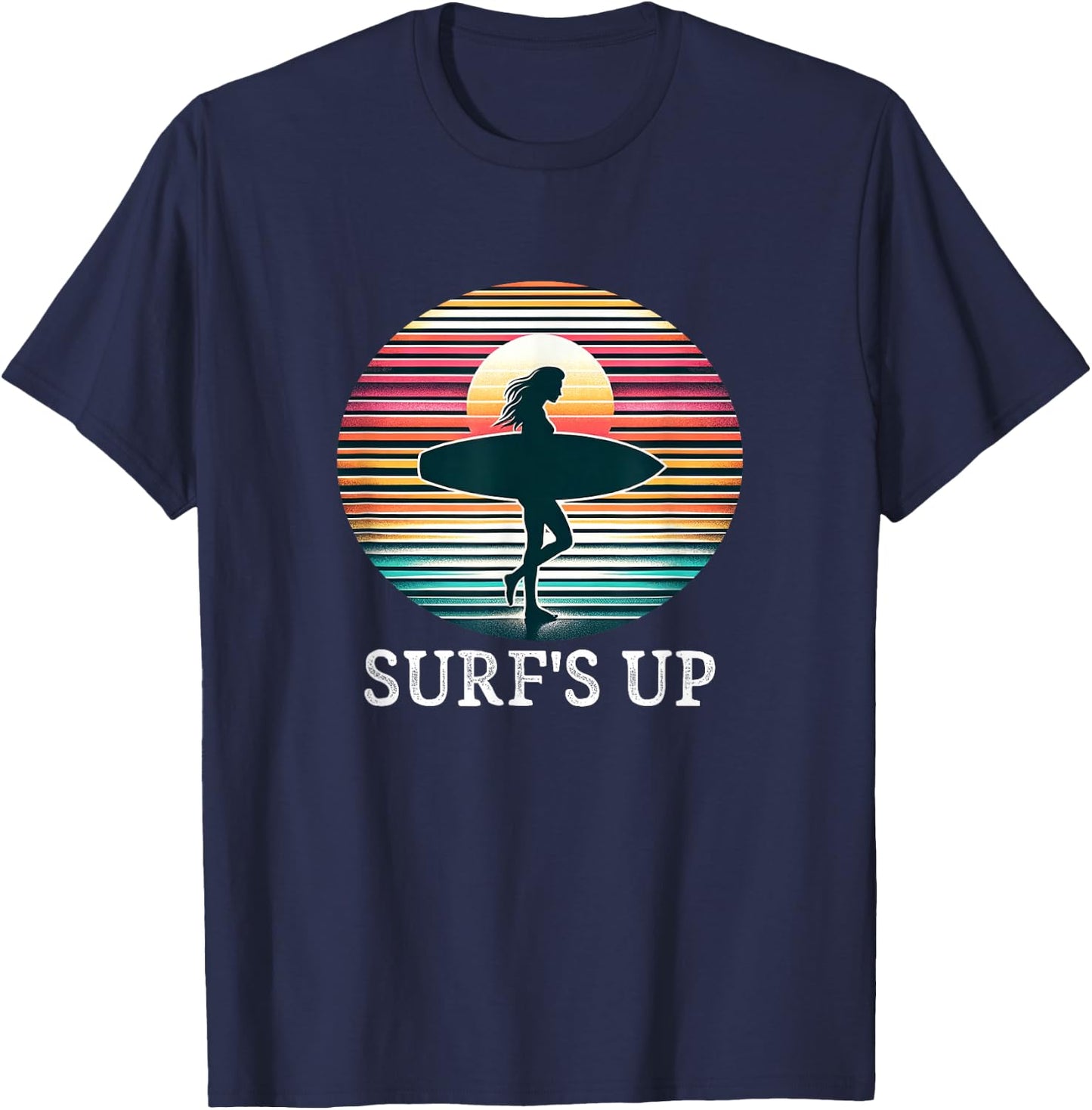Surf's Up - Surfer Girl - Vintage Style T-Shirt - T-Shirt | Navy