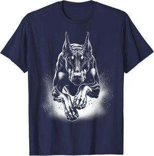 Cool Doberman Dog in Jump T-Shirt - T-Shirt | Navy