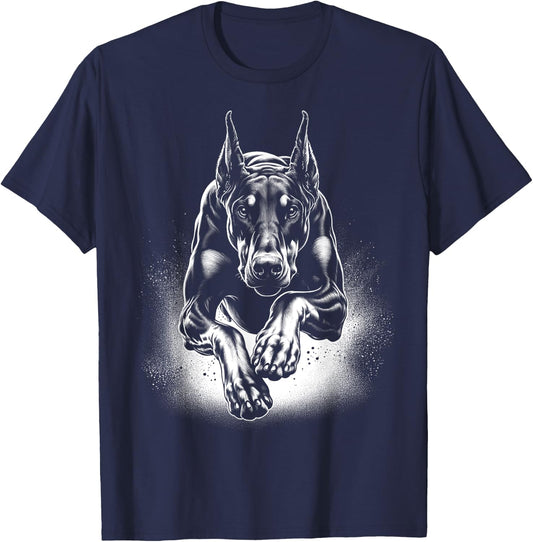 Cool Doberman Dog in Jump T-Shirt - T-Shirt | Navy