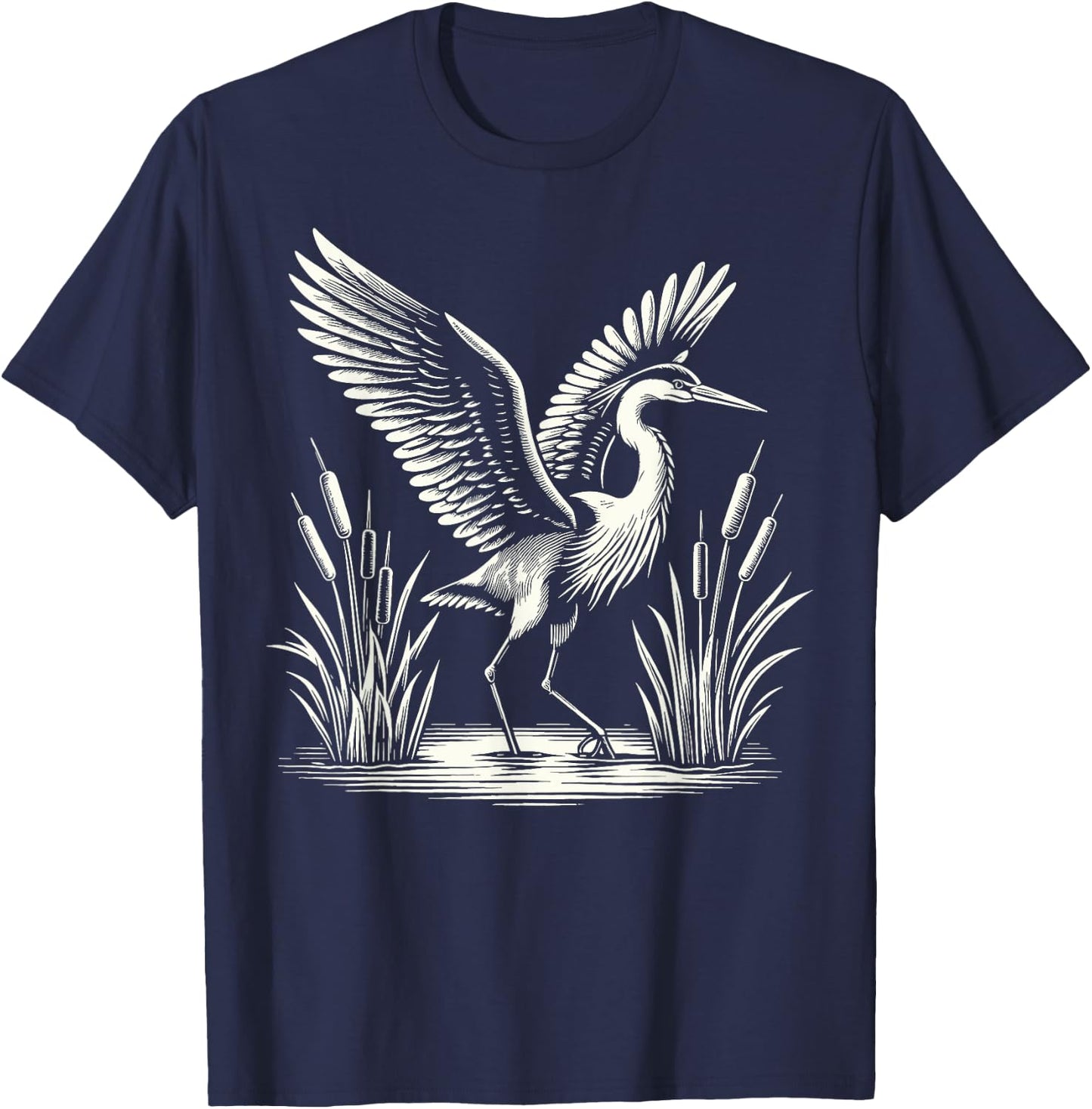 Heron Bird Birding T-Shirt - T-Shirt | Navy